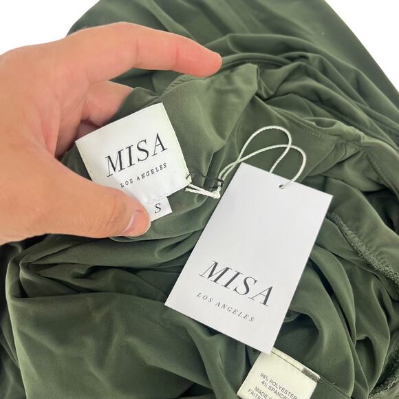 MISA LOS ANGELES Leza Ruched Knot Front Mini Dress Sleeveless Green Small NEW - Picture 5 of 6